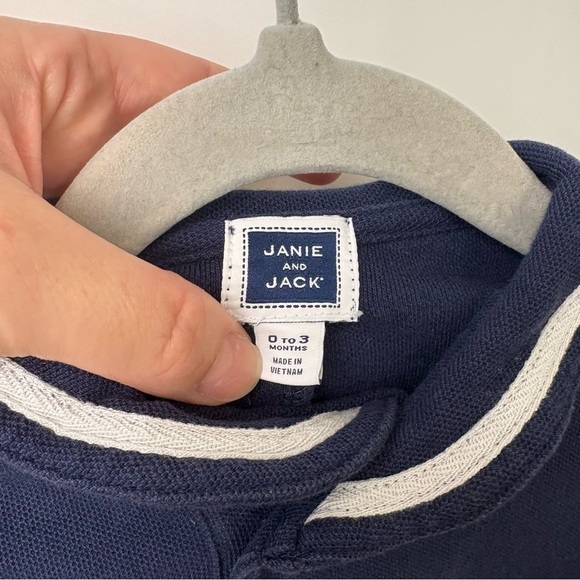 Janie And Jack Navy Blue Cotton Short Sleeve Sailor Romper 0-3 Months - Picture 3 of 5